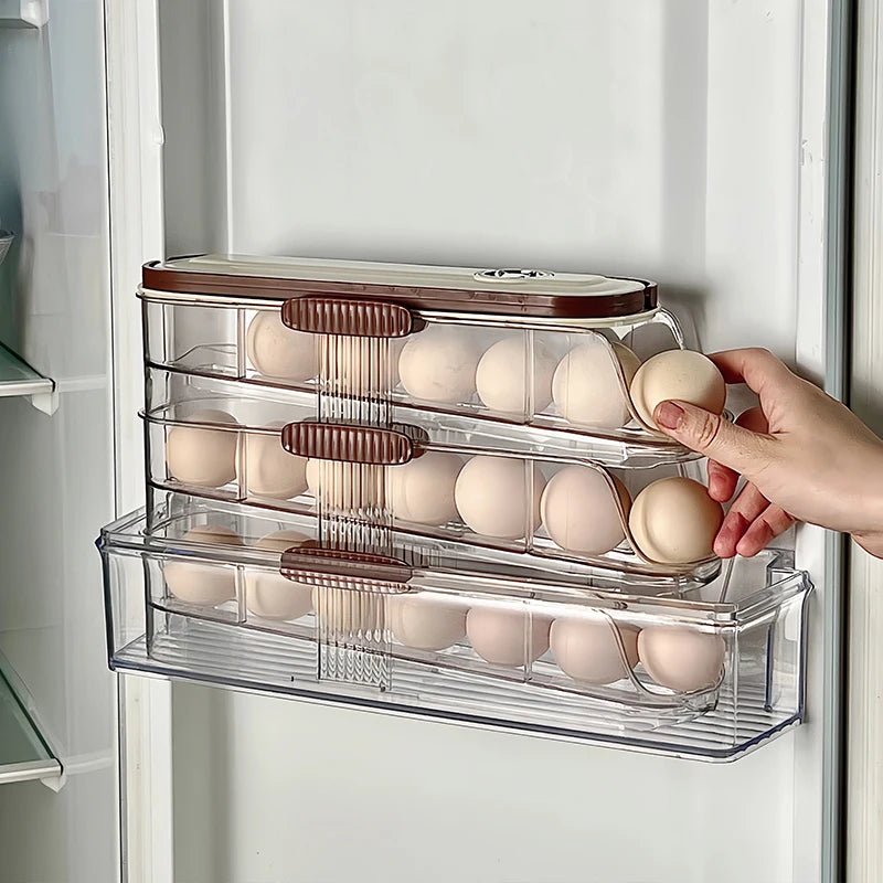 Auto-Rolling Fridge Egg Storage Rack