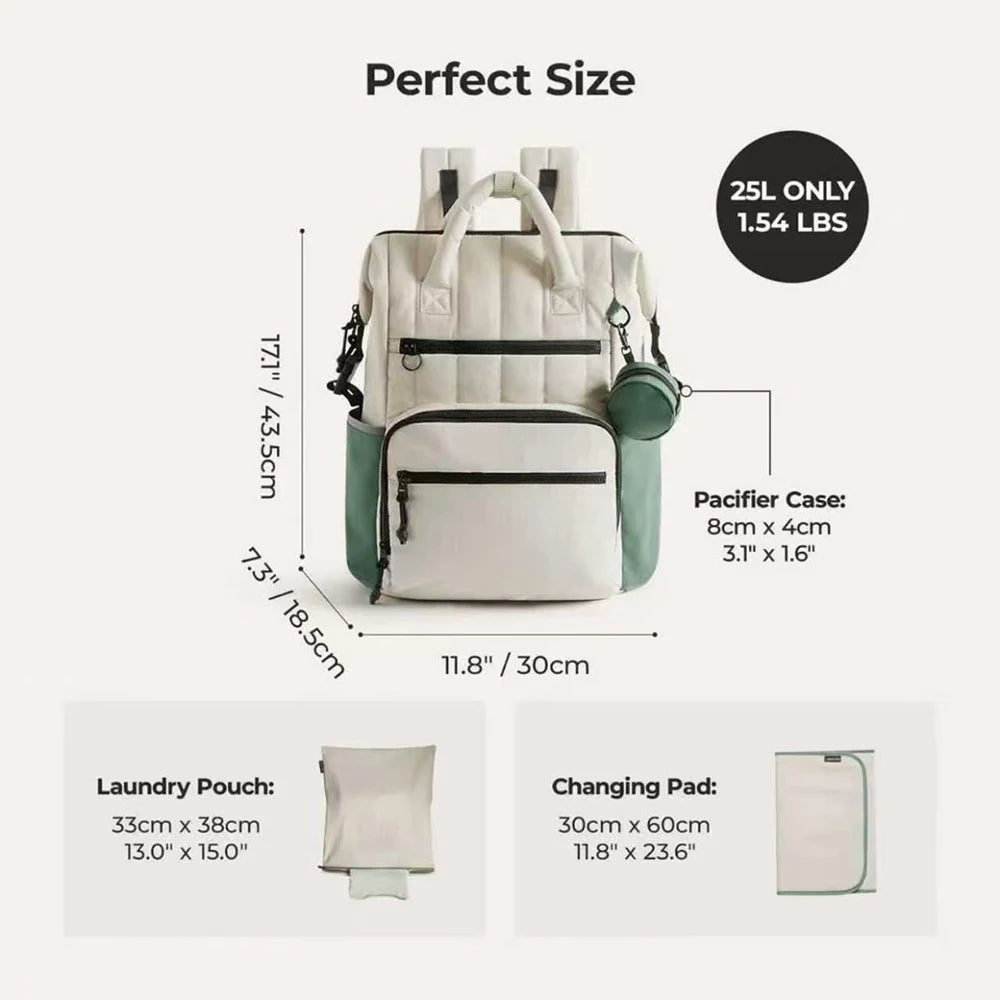 Large Capacity Diaper Bag Backpack for Moms – Lightweight Waterproof Baby Changing Bag with Laptop Storage, Insulated Bottle Pockets & Travel Organizer