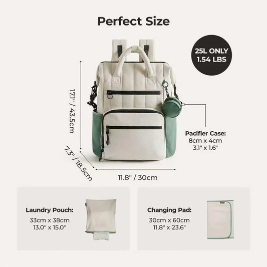 Large Capacity Diaper Bag Backpack for Moms – Lightweight Waterproof Baby Changing Bag with Laptop Storage, Insulated Bottle Pockets & Travel Organizer