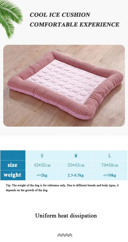 Pet Cooling Mat Ice Silk Summer Bed