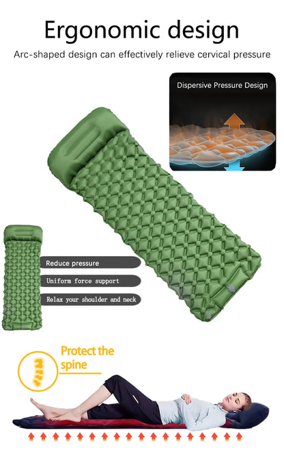Inflatable Camping Sleeping Pad with Pillow