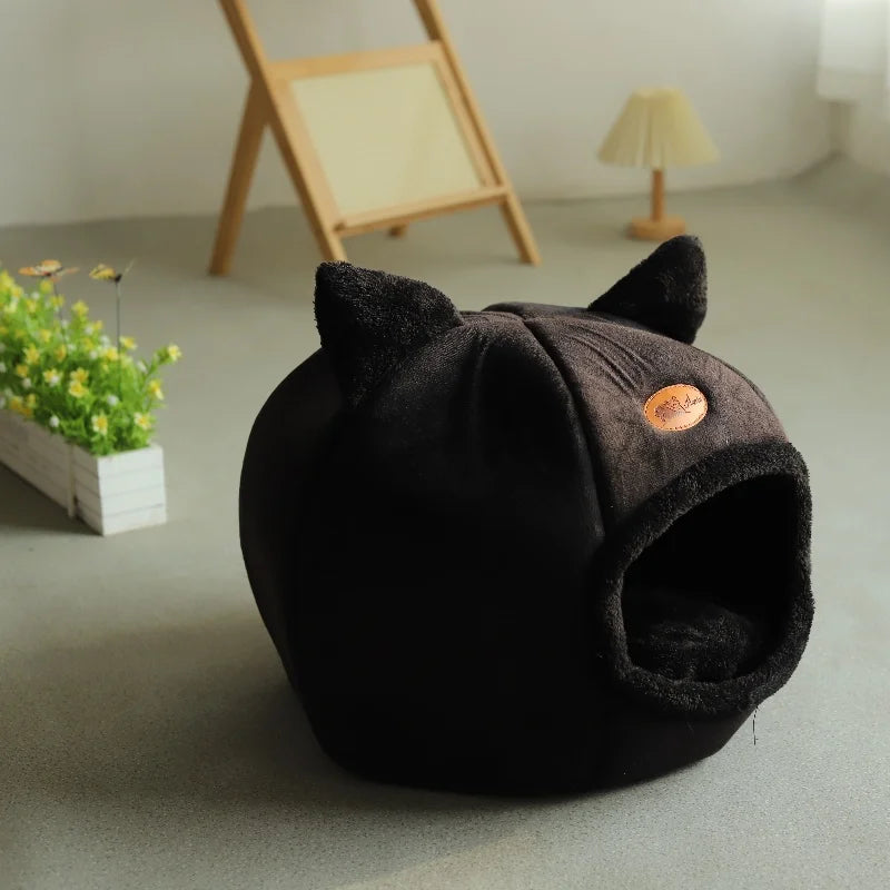 Winter Cozy Cave Cat Bed House Nest