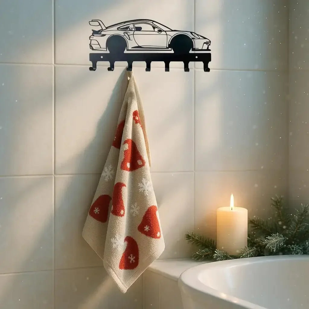 Racing Car Metal Wall Art with Key Hooks