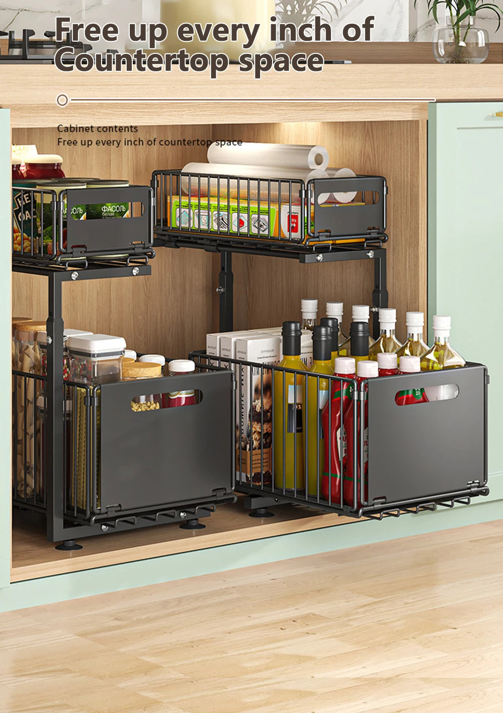 2-Tier Pull-Out Cabinet Organiser