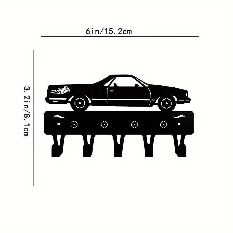Racing Car Metal Wall Art with Key Hooks