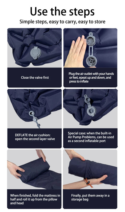 Inflatable Camping Sleeping Pad with Pillow