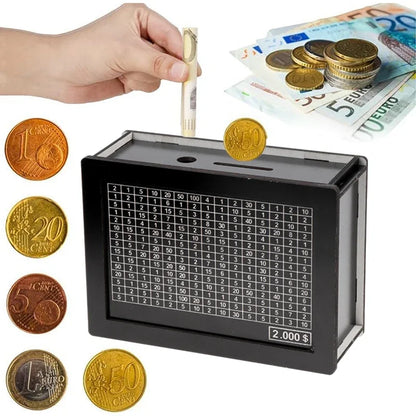 Wooden Piggy Bank with Money Goal Counter