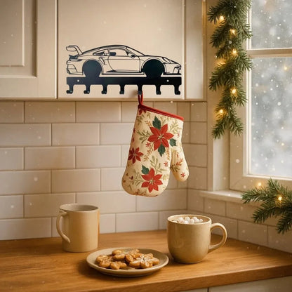Racing Car Metal Wall Art with Key Hooks