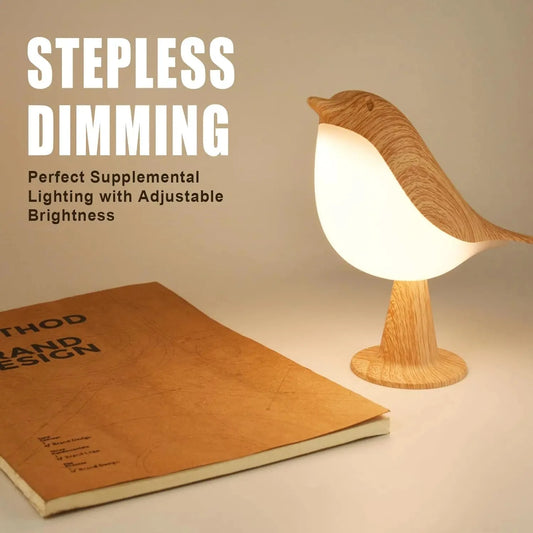Rechargeable Bird Touch Lamp – 3 Color Dimmable LED Night Light for Bedroom, Desk & Nursery