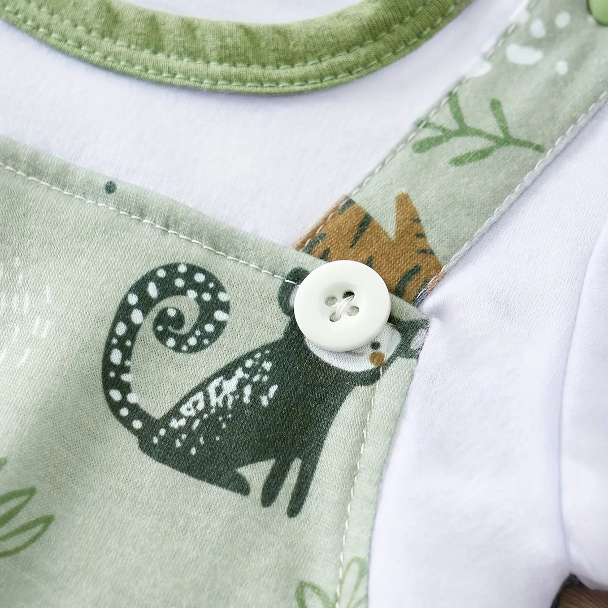 Safari Animal Print Baby Romper Set for Newborn Boys & Girls – Soft Cotton Short Sleeve Infant Bodysuit Outfit Summer Clothes Toddler Jumpsuit Casual Baby Wear (0–18 Months)