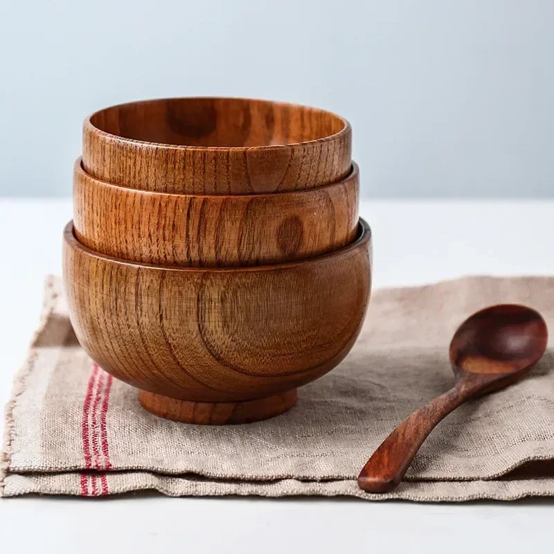 Japanese Wooden Soup & Serving Bowl