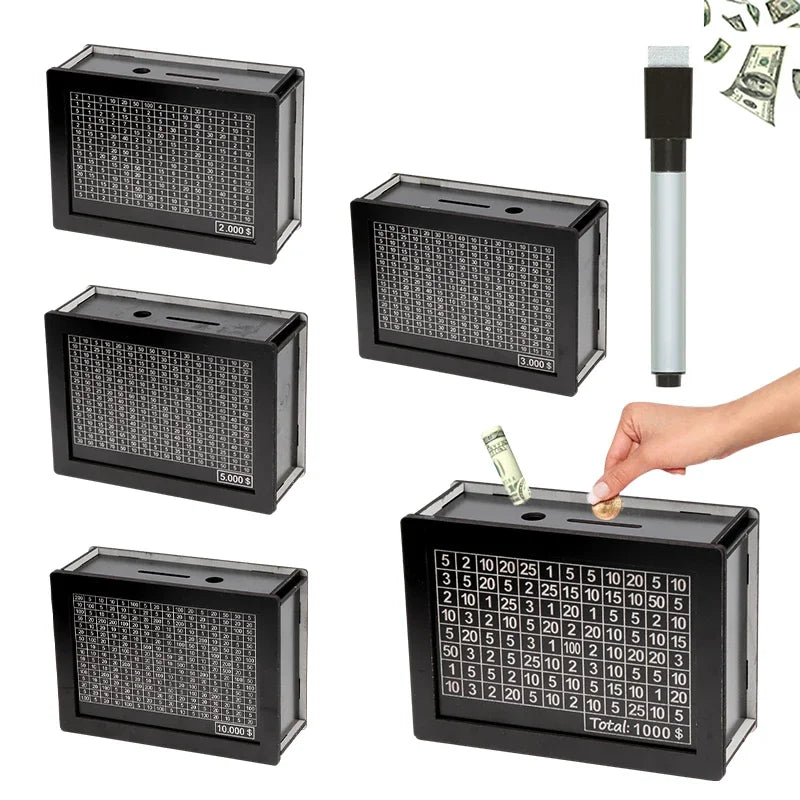 Wooden Piggy Bank with Money Goal Counter