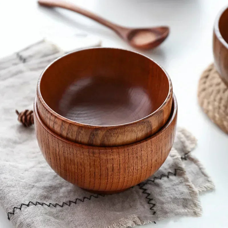 Japanese Wooden Soup & Serving Bowl