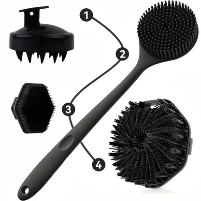 Long Handle Silicone Bath Brush Set