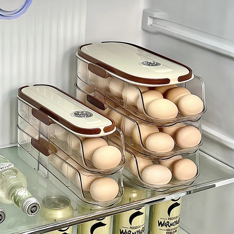 Auto-Rolling Fridge Egg Storage Rack