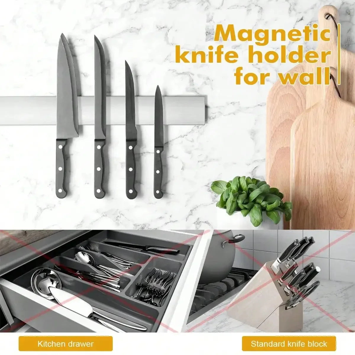 Wall-Mount Magnetic Knife Holder