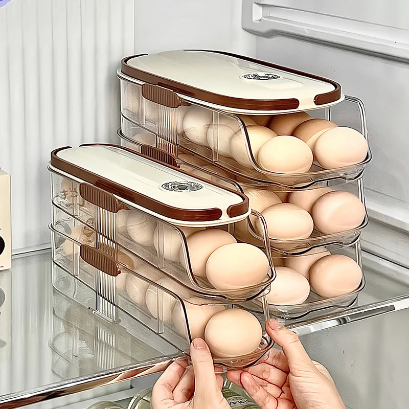 Auto-Rolling Fridge Egg Storage Rack