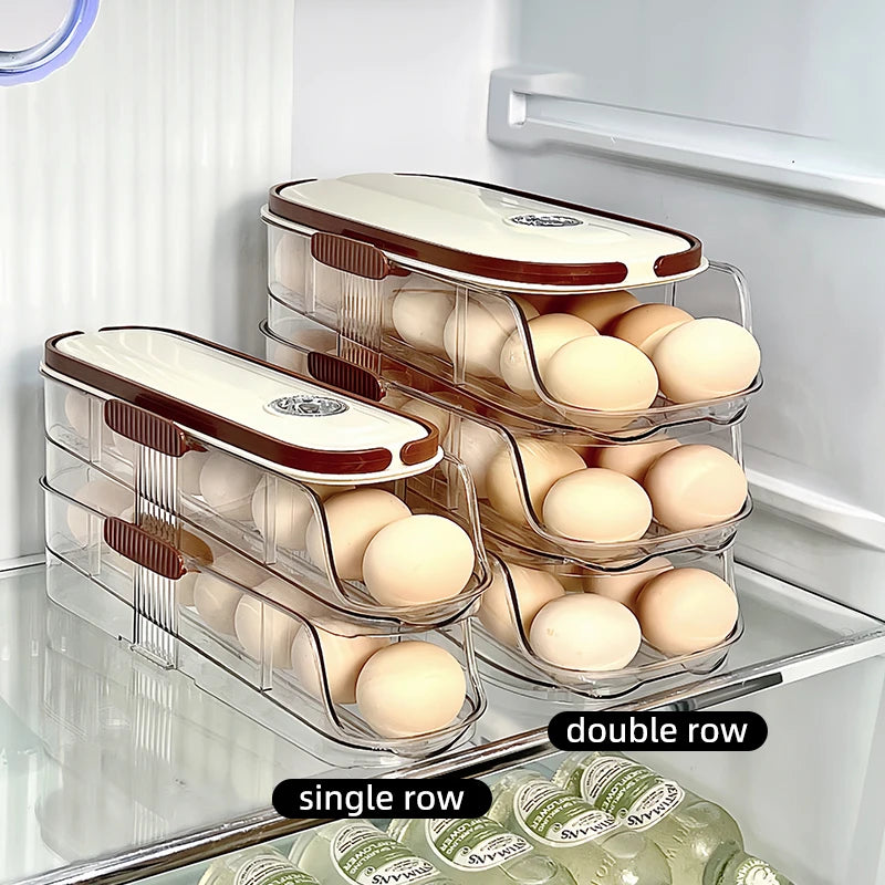 Auto-Rolling Fridge Egg Storage Rack
