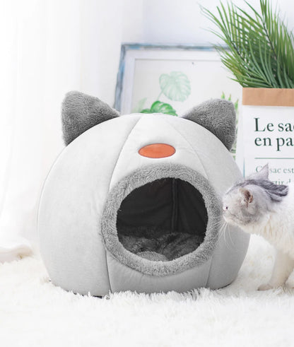 Winter Cozy Cave Cat Bed House Nest