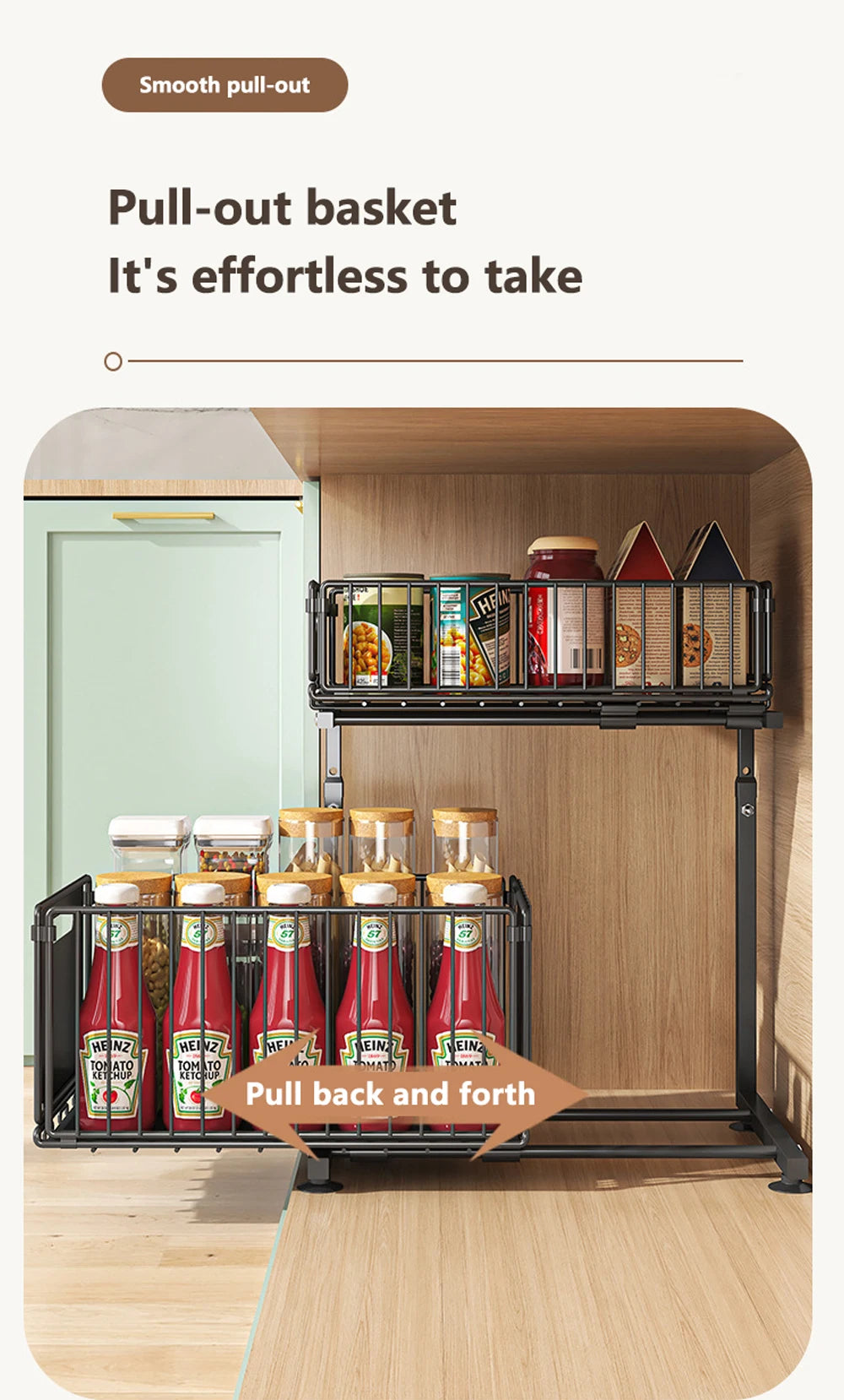 2-Tier Pull-Out Cabinet Organiser