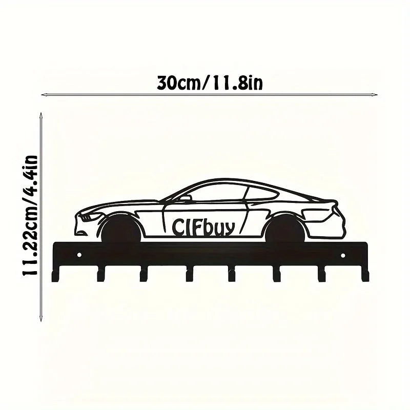 Racing Car Metal Wall Art with Key Hooks