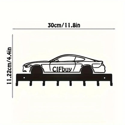 Racing Car Metal Wall Art with Key Hooks
