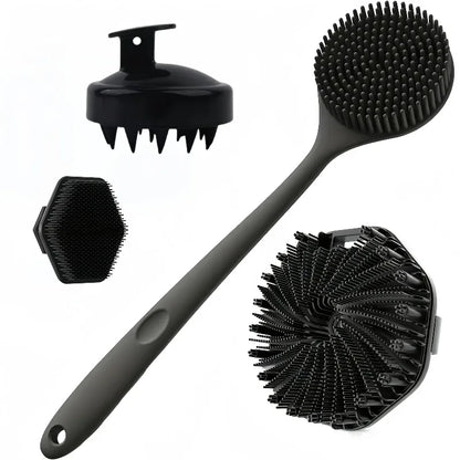 Long Handle Silicone Bath Brush Set