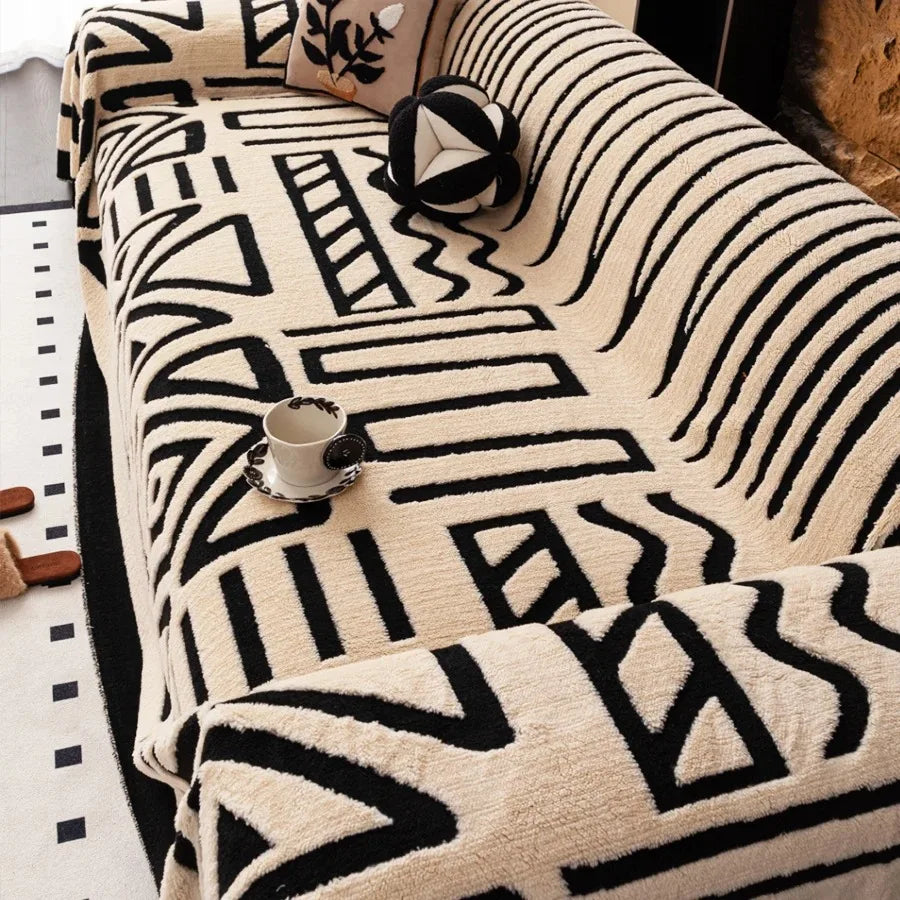 Fluffy Fleece Bohemian Sofa Throw