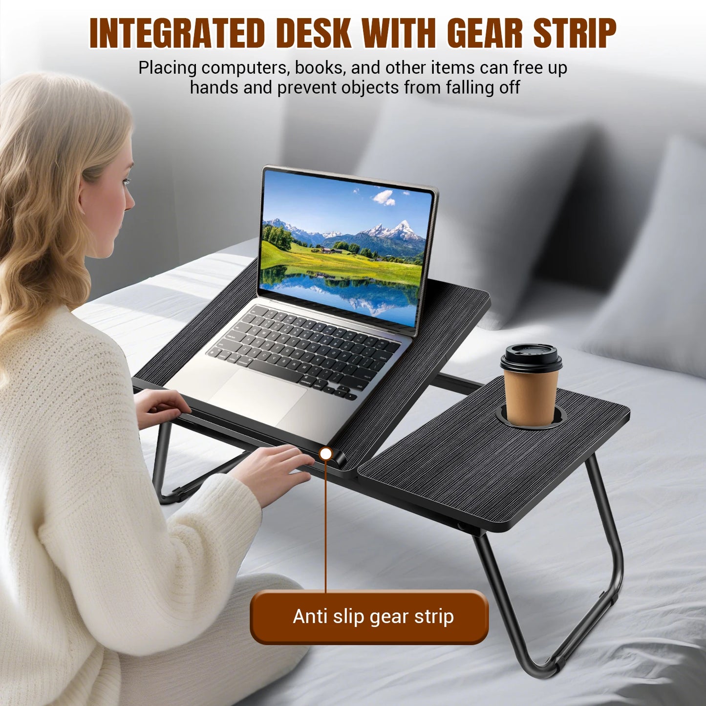 Foldable Laptop Bed Desk with Cup Slot