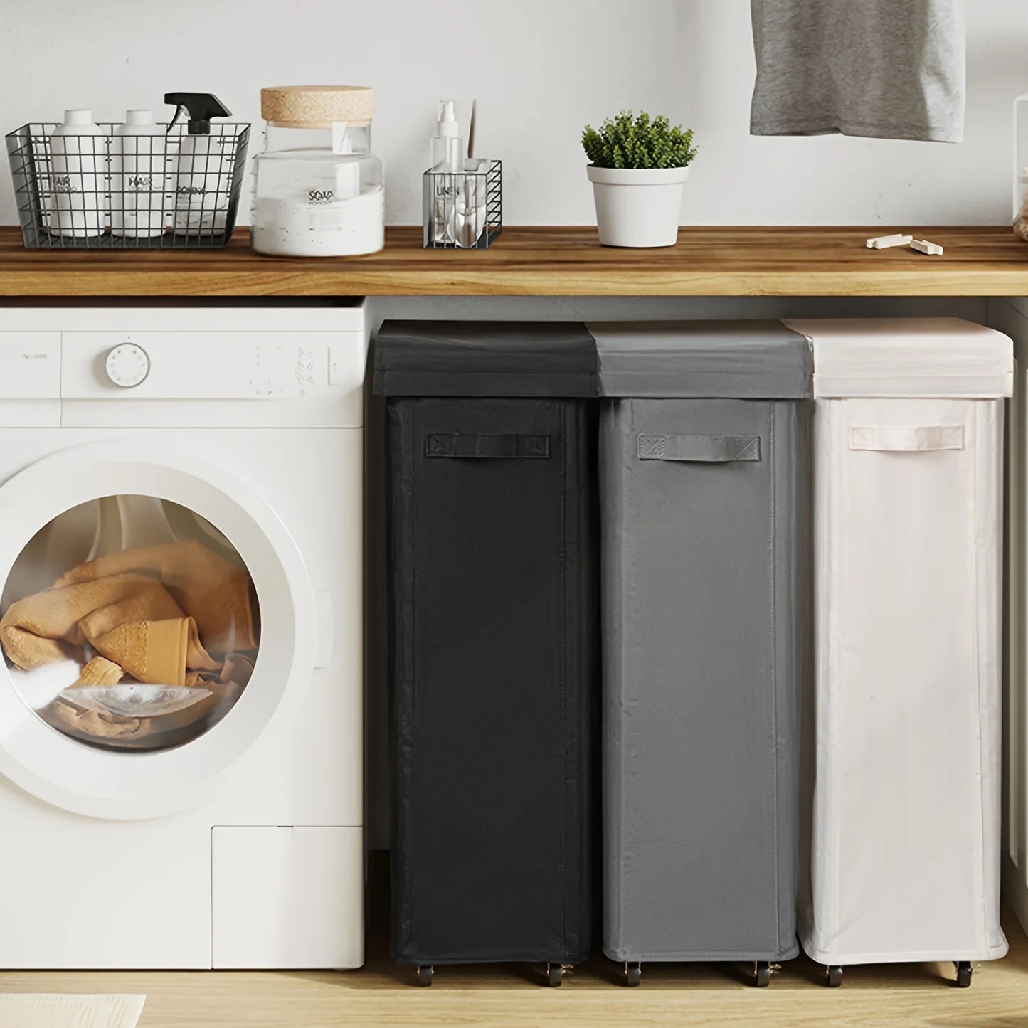 Wheeled Laundry Hamper with Lid