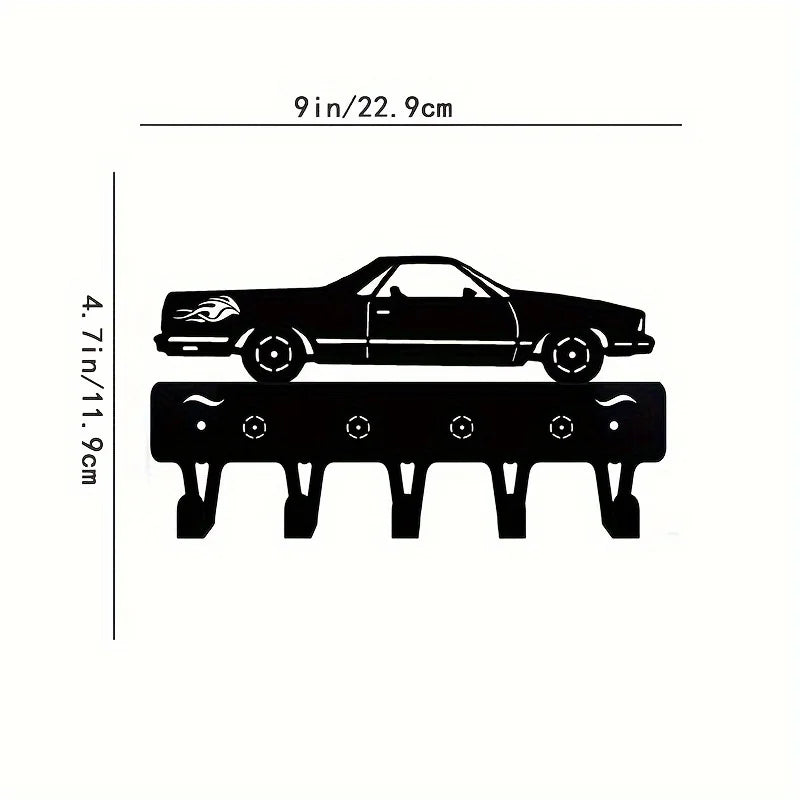 Racing Car Metal Wall Art with Key Hooks