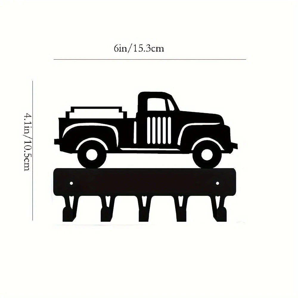 Racing Car Metal Wall Art with Key Hooks