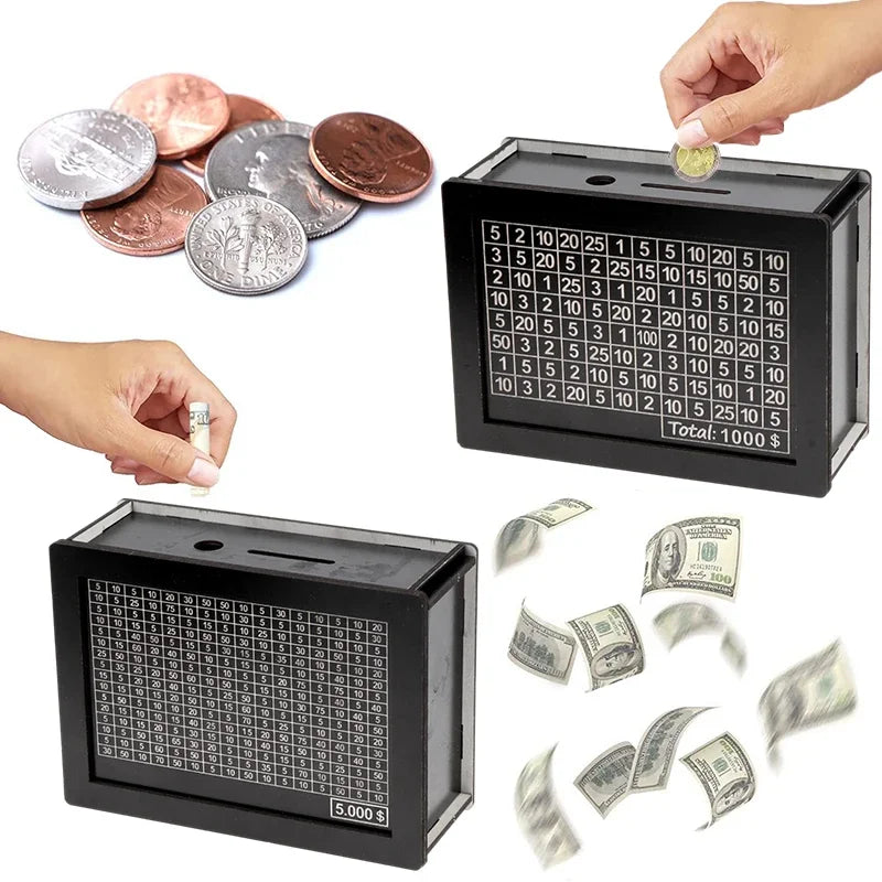Wooden Piggy Bank with Money Goal Counter