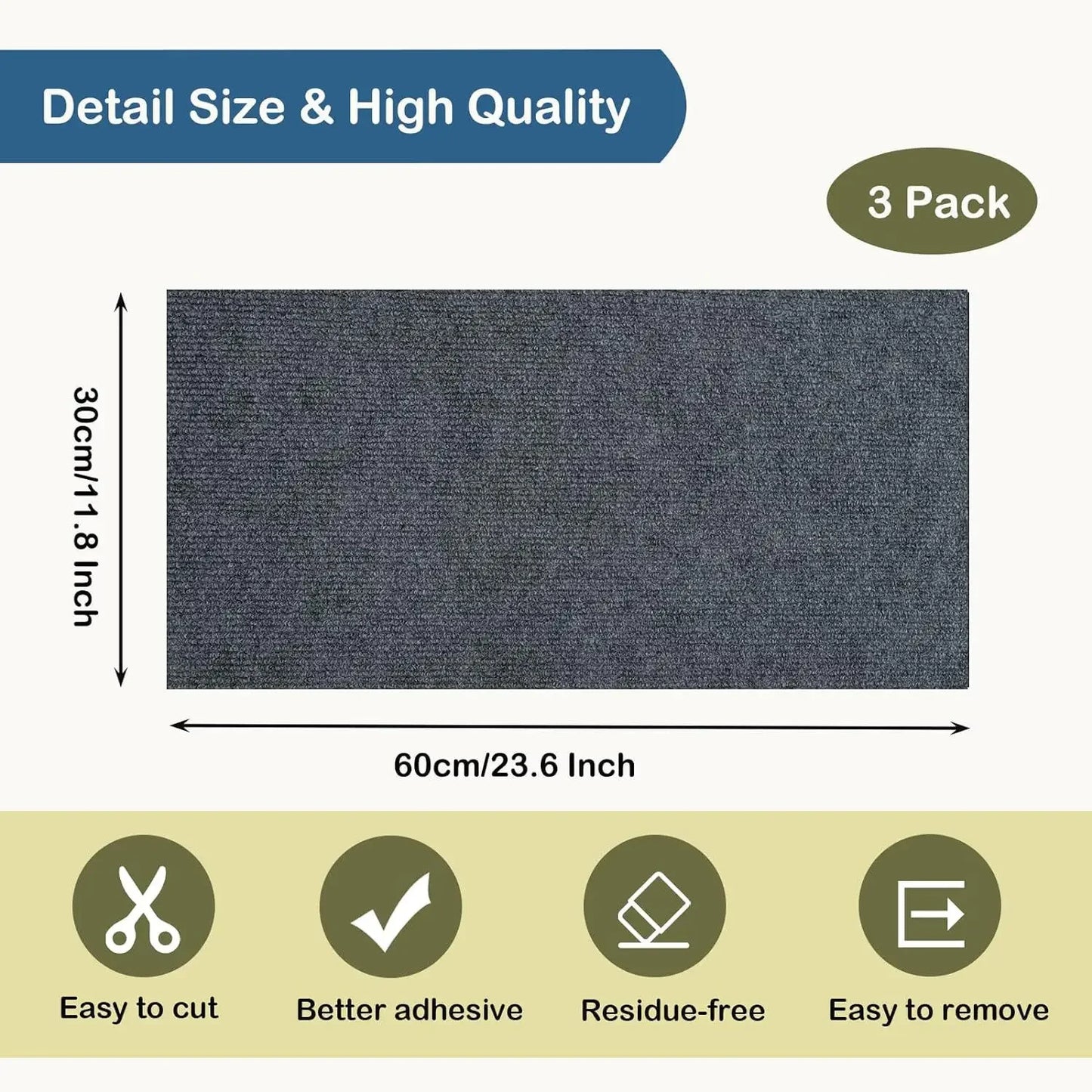 Self-Adhesive Cat Scratching Mat Trimmable