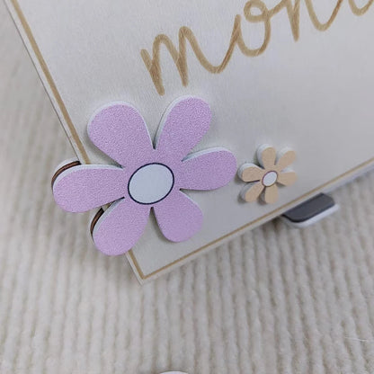 Wooden Baby Milestone Cards for Newborn Photos – Monthly Baby Milestone Plaque Set with Floral Design & Interchangeable Numbers for Baby Girl & Boy Keepsake Pictures (0-12m)