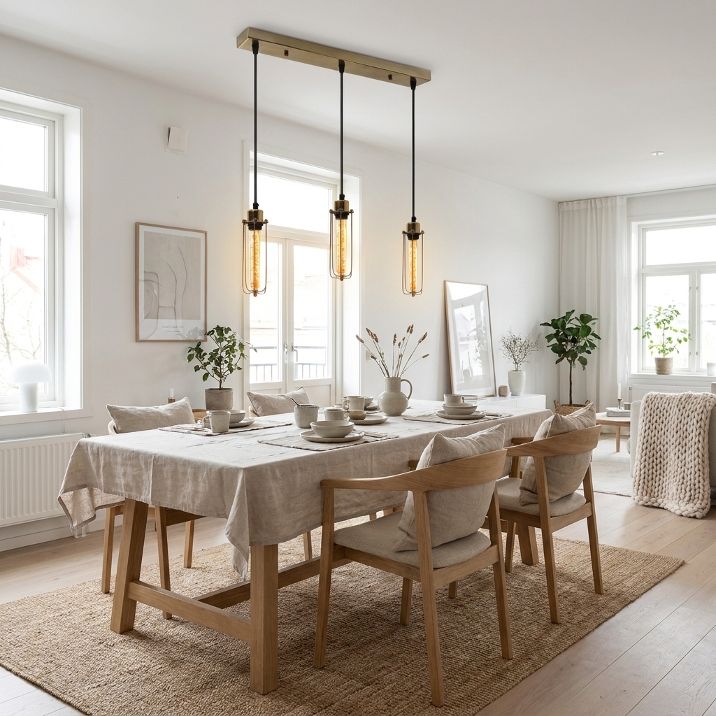 Cage Pendant Light Long Tube Cluster Fixture styled lifestyle image - Rustic Red / No