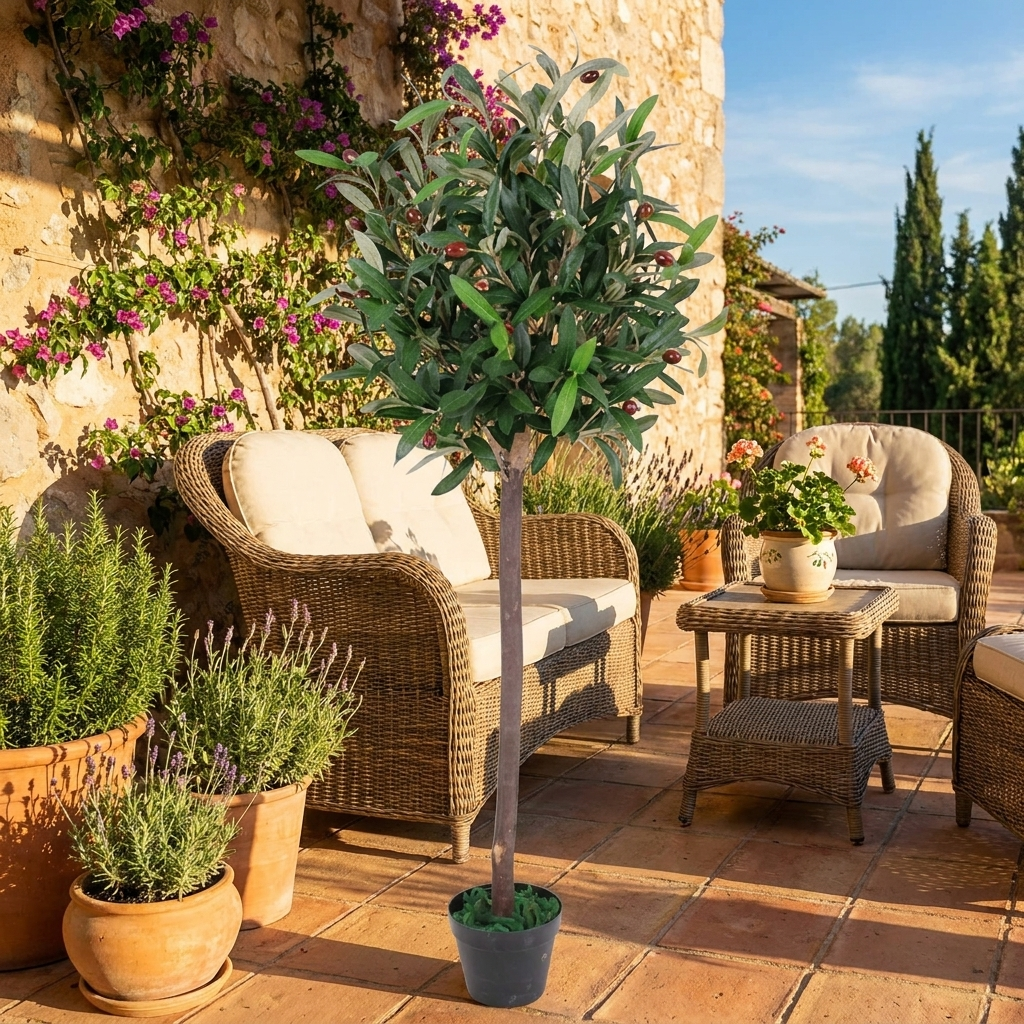 Artificial Olive Tree Trunk 120cm UK styled lifestyle image