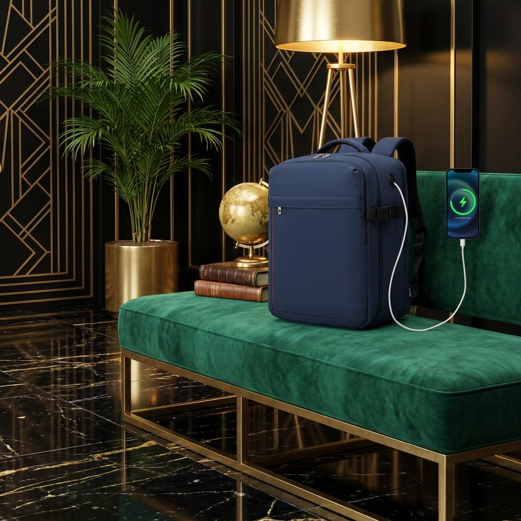 BPK2524 - Kono Spacious and Organised Personal-Item Backpack - Navy styled lifestyle image