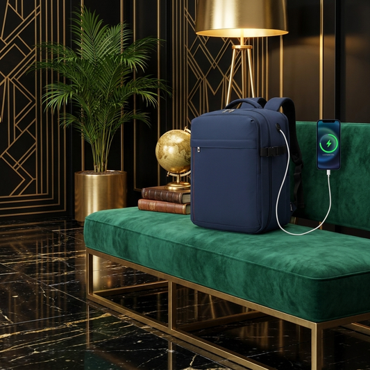 BPK2524 - Kono Spacious and Organised Personal-Item Backpack - Navy styled lifestyle image