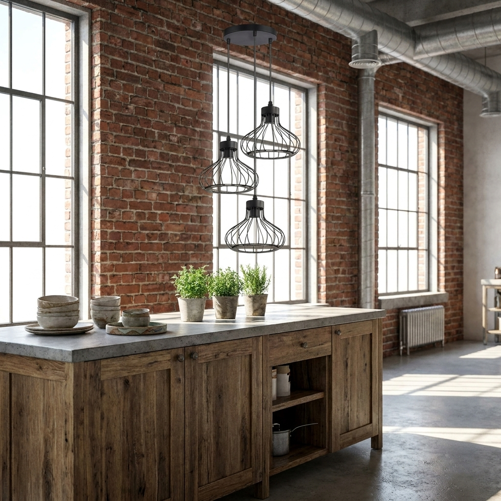 Cage 3 Light Island Black Pendant Beautiful Design - No (without bulb) styled lifestyle image
