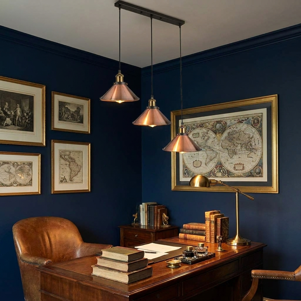 Vintage Industrial 3 Head E27 Ceiling Fitting Hanging Pendant Light styled lifestyle image - No