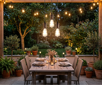 3-Light Hanging Brushed Brass Cage Pendent Fixture styled lifestyle image - Brushed Copper / Yes