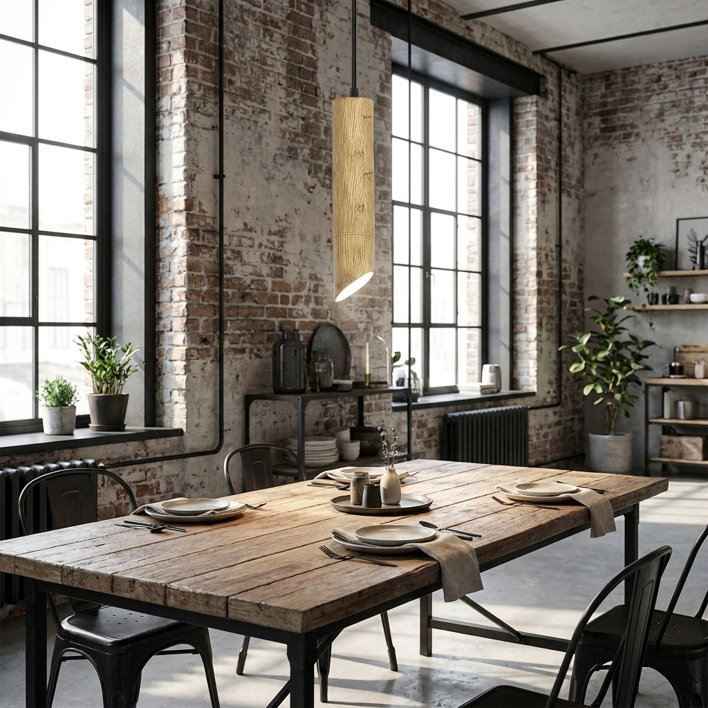 Nordic Wooden Tube Pendant Light - 350mm / Cool White / 1 Pack styled lifestyle image