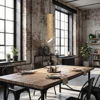 Nordic Wooden Tube Pendant Light - 350mm / Cool White / 1 Pack styled lifestyle image