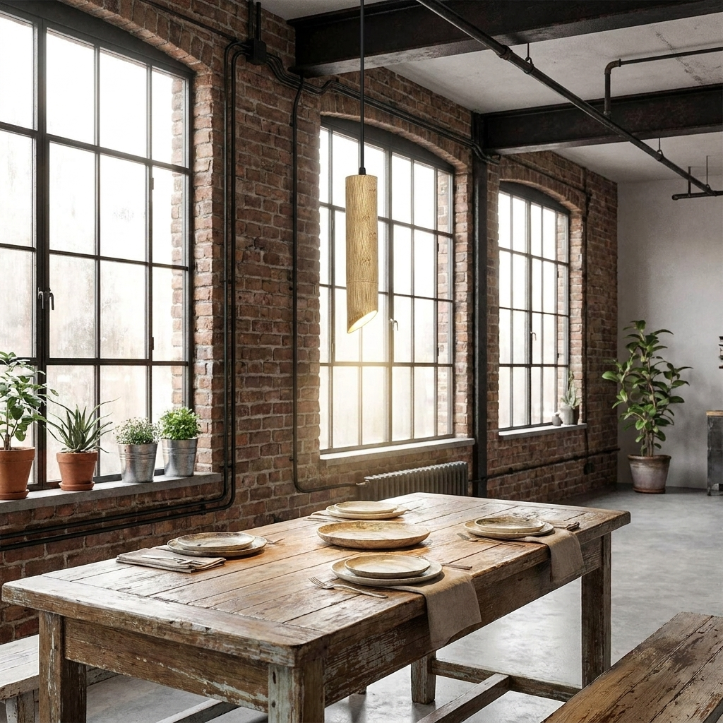 Nordic Wooden Tube Pendant Light - 350mm / Warm White / 1 Pack styled lifestyle image