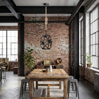 Metal Cage Hemp Rope Black Pendant Light - 100CM / No styled lifestyle image