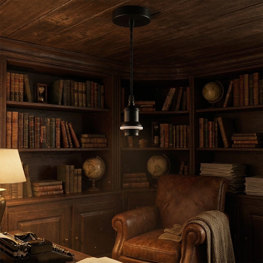 Vintage Ceiling Rose Pendant - Black / No styled lifestyle image