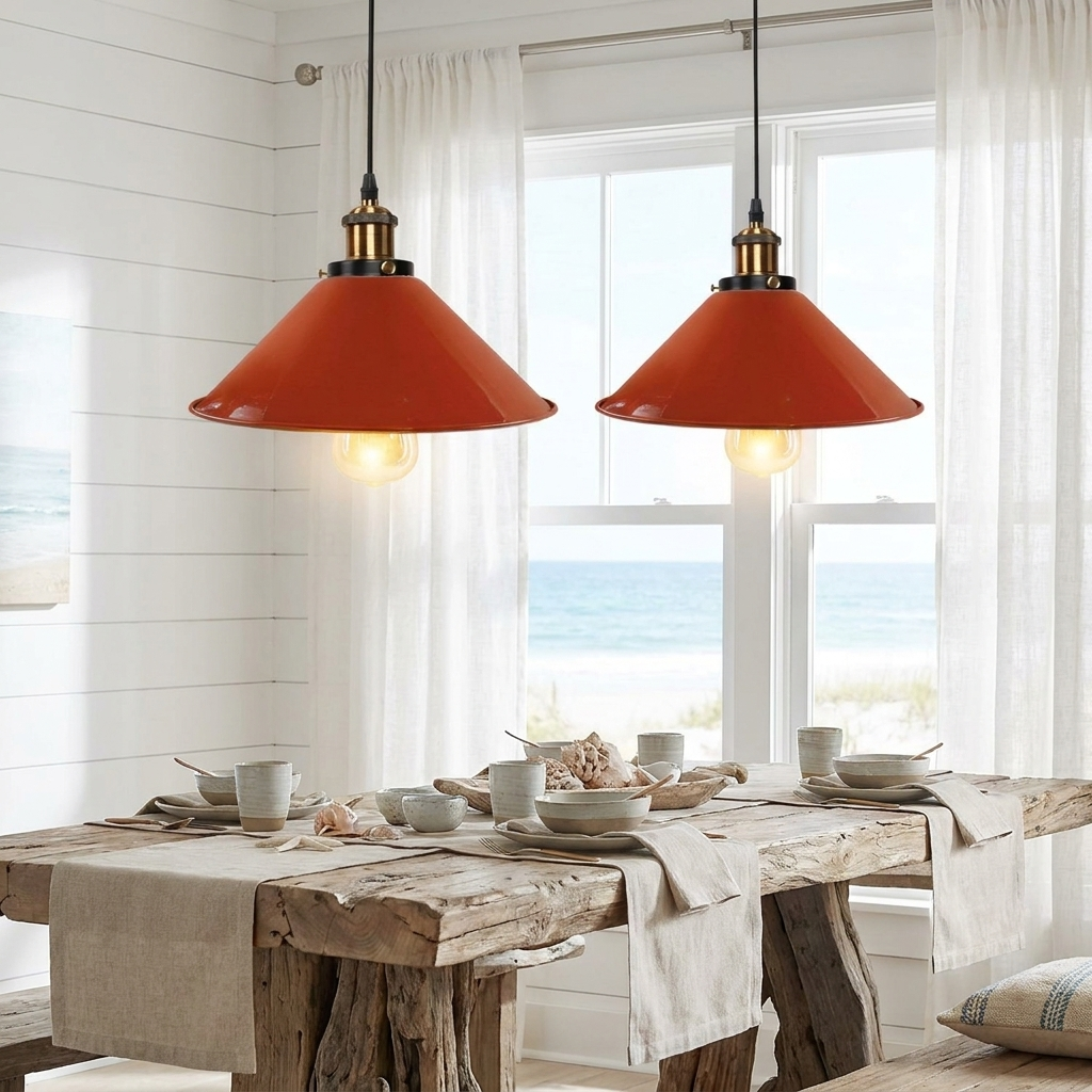Industrial Retro 2-Light Pendant Lamp Red styled lifestyle image