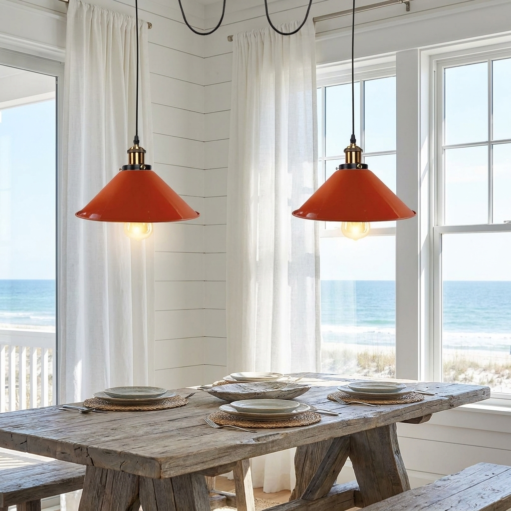 Industrial Retro 2-Light Pendant Lamp Orange styled lifestyle image