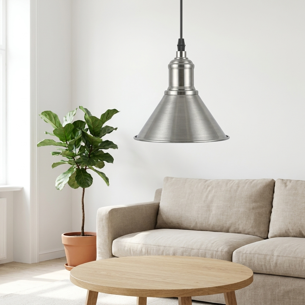 Industrial Ceiling Light For Living Room Brushed Silver styled lifestyle image